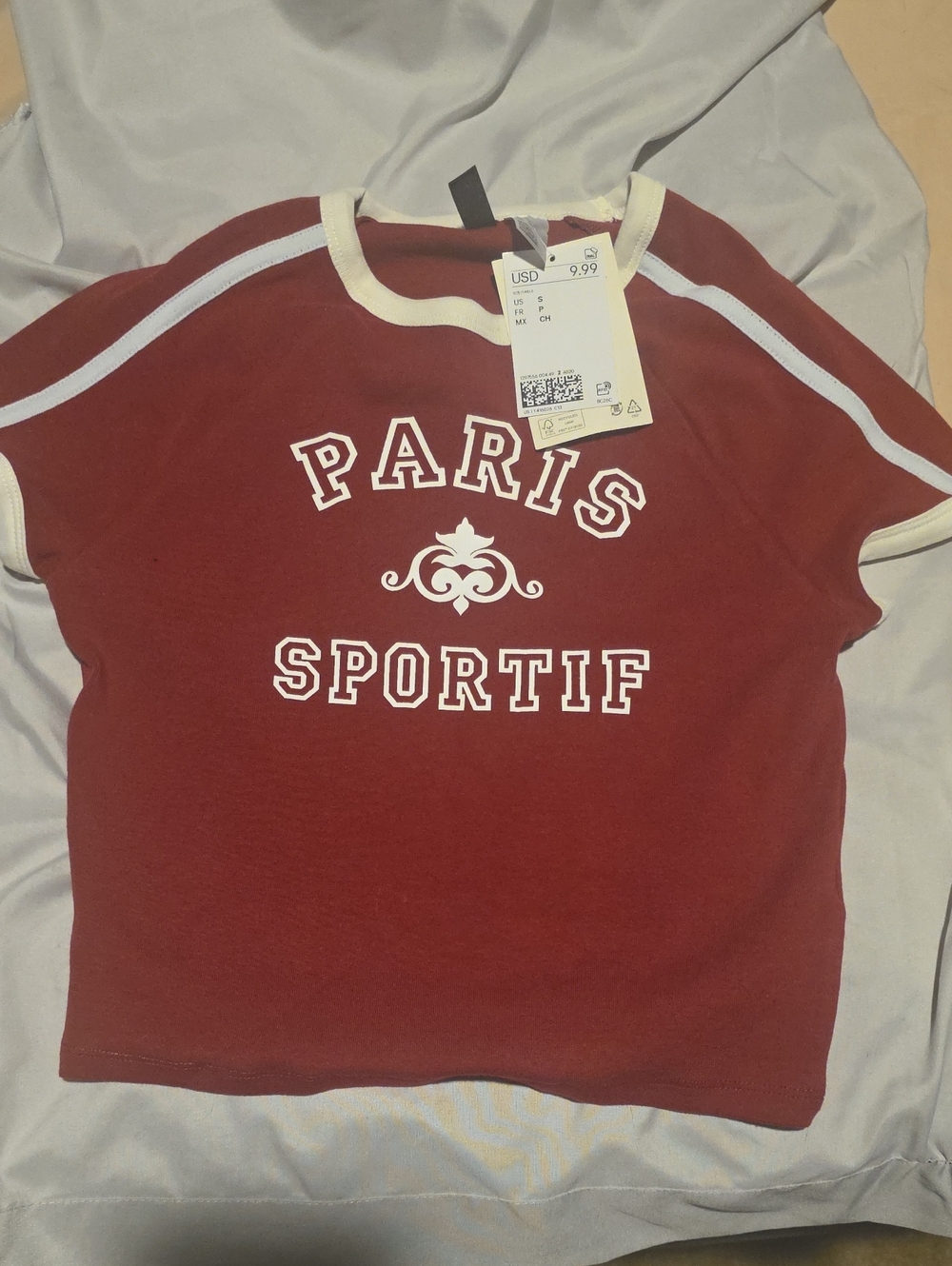 Paris Sportif Kids Tee - Burgundy with White Trim